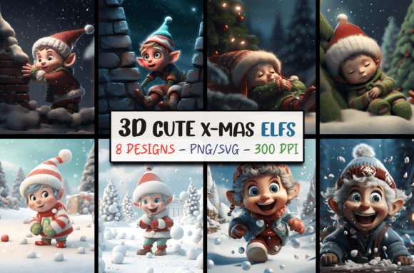 3D Christmas Backgrounds - Elf SVG: Festive Design Power