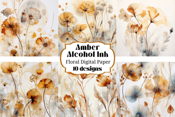 Amber Alcohol Ink Floral Backgrounds: A Designer's Warm Toolkit