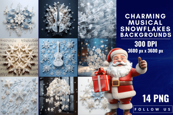 Charming Musical Snowflakes Backgrounds: A Festive Design Collection