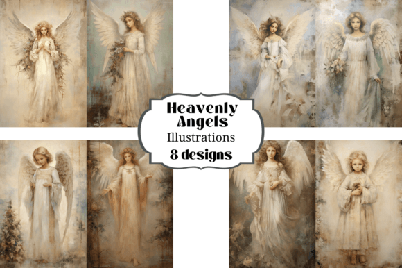 Christmas Angel Backgrounds: 8 Digital Papers for Your Crafts