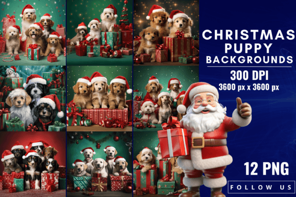Christmas Puppy Backgrounds: 12 Festive Designs