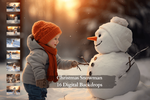 Christmas Snowman Digital Backgrounds: A Festive Design Asset
