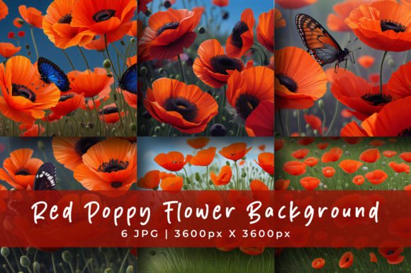 Drench Your Designs in the Radiant Beauty of Red Poppy Flower Watercolor Backgrounds