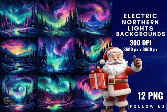 Electric Northern Lights Backgrounds: A Celestial Palette for Modern Design