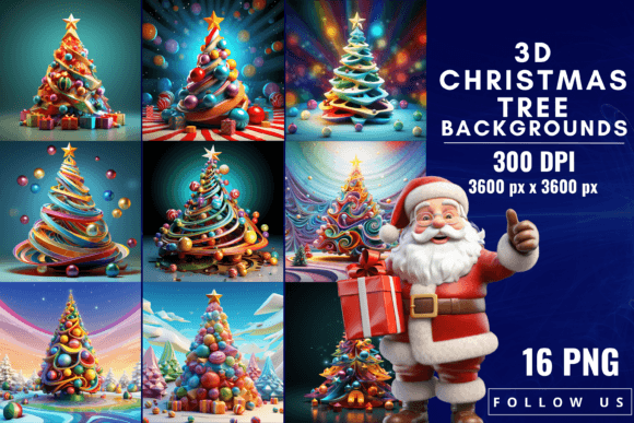Enchanting 3D Christmas Tree Backgrounds for Festive Design