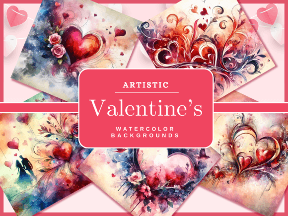 Enchanting Watercolor Backgrounds for Valentine's Day Designs