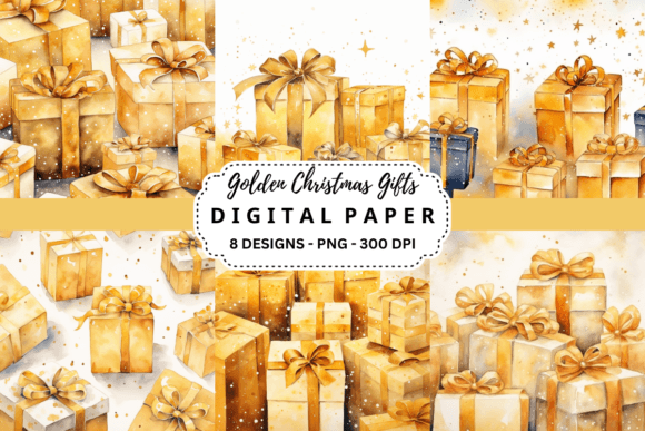Golden Christmas Gifts Backgrounds: Instant Festive Elegance