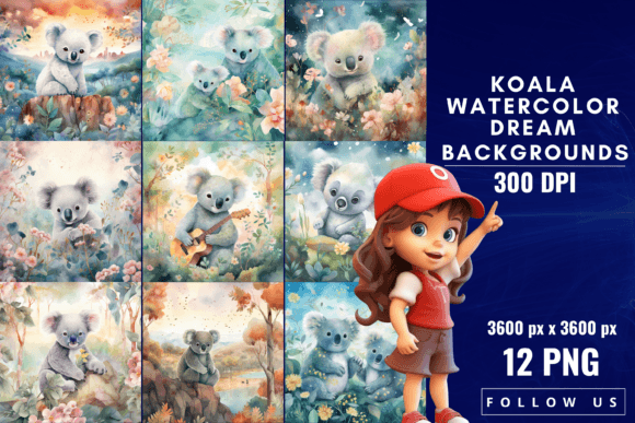 Koala Watercolor Dream Backgrounds: A Gentle Touch for Modern Design