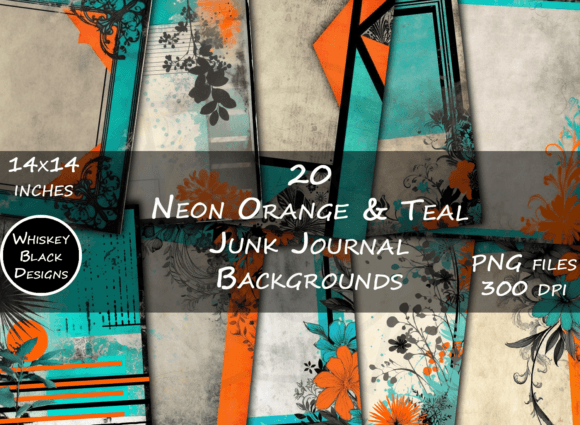 Neon Orange & Teal Blue Junk Backgrounds: Bold Energy for Creative Projects