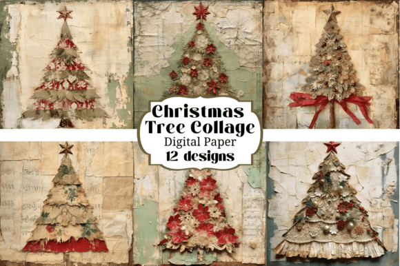 Unlock Festive Creativity: Christmas Tree Collage Backgrounds