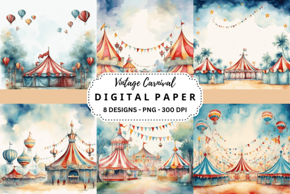 Vintage Carnival Watercolor Backgrounds: A Designer's Toolkit